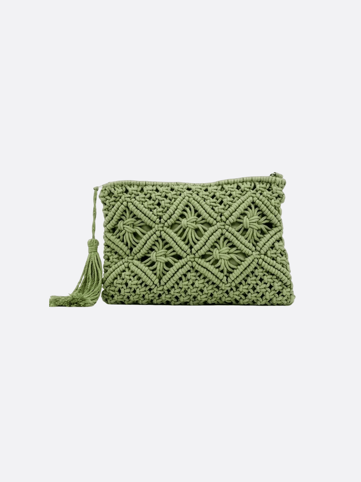 pochette macramé vert