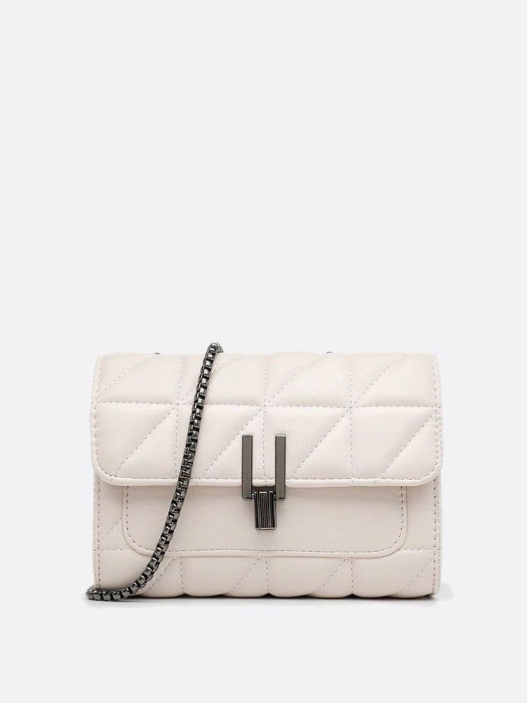 Sac bandoulière cuir matelassé blanc